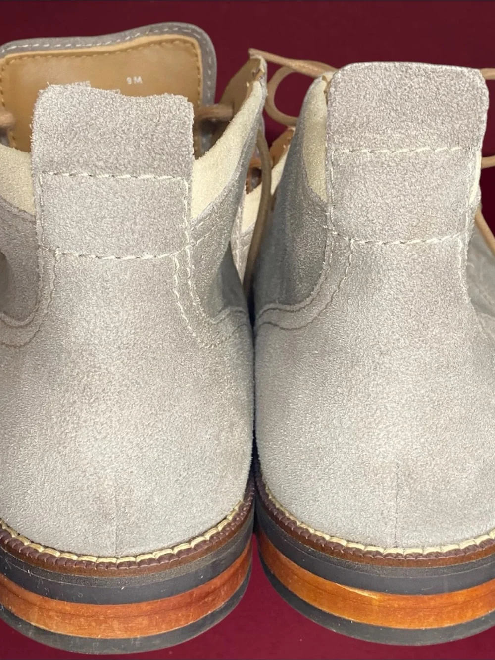 COLE HAAN - Men's Suede Chukka Boots in Light Gray with Tan Laces